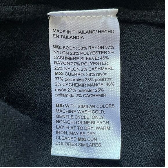 Chico’s 4 XXL Black Cashmere Blend V-Neck Sweater Balloon Sleeves Knit Top - Picture 6 of 9